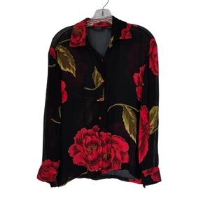 Acapo Collection Black and Red Floral Shirt